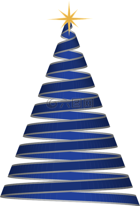 圣诞树,色带,蓝色高清图库素材免费下载(图片编号:7584890)-六图网